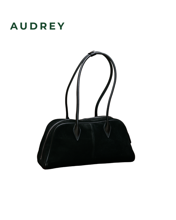B19 AUDREY Suede Top Handle Bag in Black