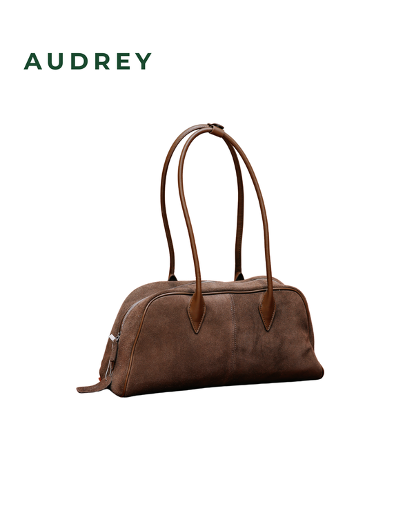 B19 AUDREY Suede Top Handle Bag in Olive Green