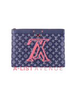LV Limited Edition Monogram Ink Upside Down Apollo GM Pochette In Navy Canvas