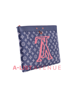 LV Limited Edition Monogram Ink Upside Down Apollo GM Pochette In Navy Canvas