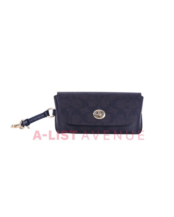 Coach Sunglass Case in Signature Canvas in walnut/black