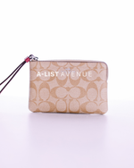 Coach Corner Zip Wristlet Pink Strap