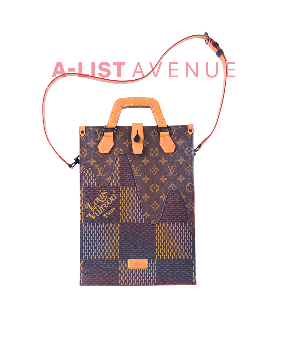 LV x Nigo Damier Ebène canvas tote bag