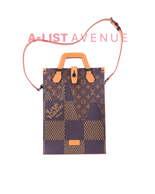 LV x Nigo Damier Ebène canvas tote bag