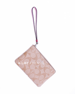 Coach Corner Zip Wristlet Pink Strap