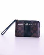 Coach Corner Zip Wristlet Black/ Brown