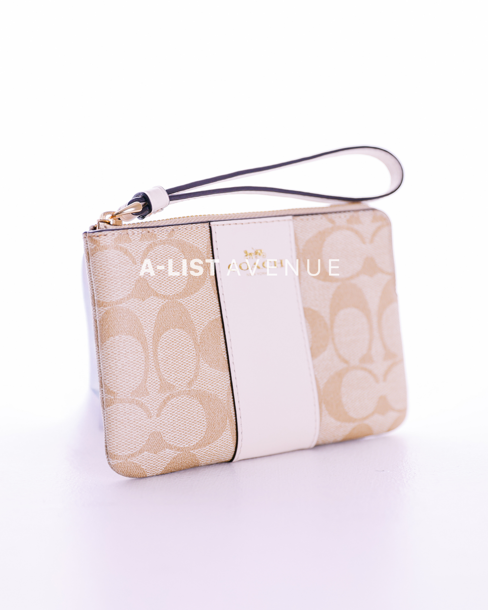 Coach Corner Zip Wristlet White