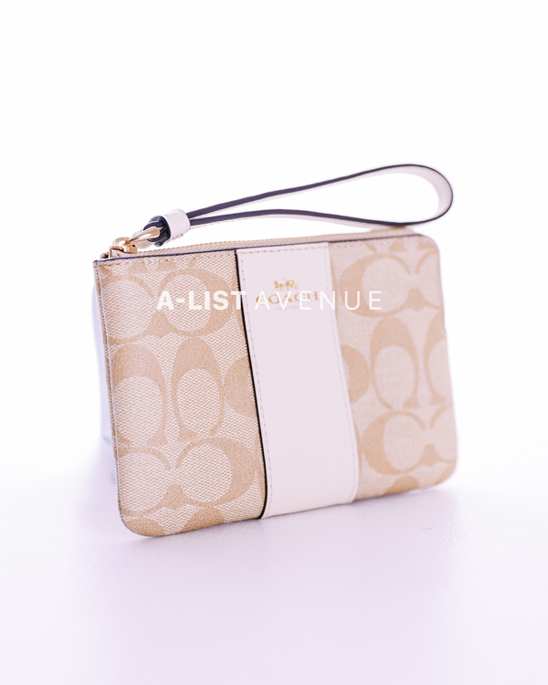 Coach Corner Zip Wristlet White