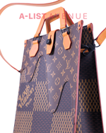 LV x Nigo Damier Ebène canvas tote bag
