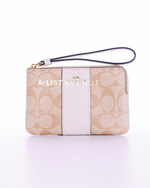 Coach Corner Zip Wristlet White
