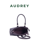 A8 AUDREY Premium Leather Top Handle Bag Dark Brown