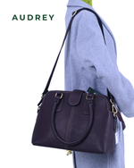 A8 AUDREY Premium Leather Top Handle Bag Dark Brown