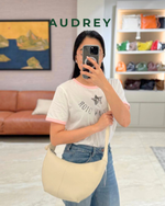 F6 AUDREY Cowhide Moon Bag in White
