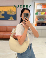 F6 AUDREY Cowhide Moon Bag in White
