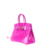 Hermes Birkin 30 Rose Scheherazade Shiny Porosus Crocodile