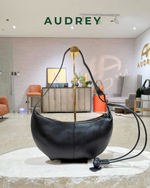 F6 AUDREY Cowhide Moon Bag in Black