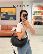 F6 AUDREY Cowhide Moon Bag in Black