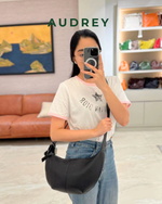 F6 AUDREY Cowhide Moon Bag in Black