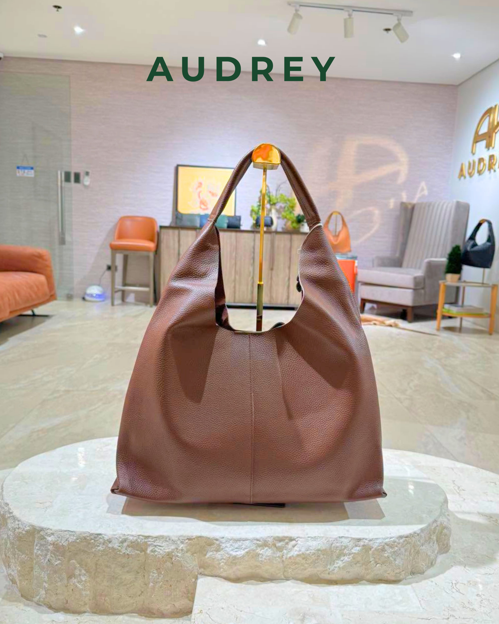 F9 AUDREY Cowhide Shoulder Bag in Dark Brown