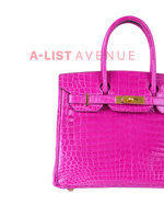 Hermes Birkin 30 Rose Scheherazade Shiny Porosus Crocodile