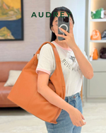 F9 AUDREY Cowhide Shoulder Bag in Brown