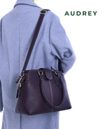 A8 AUDREY Premium Leather Top Handle Bag Dark Brown