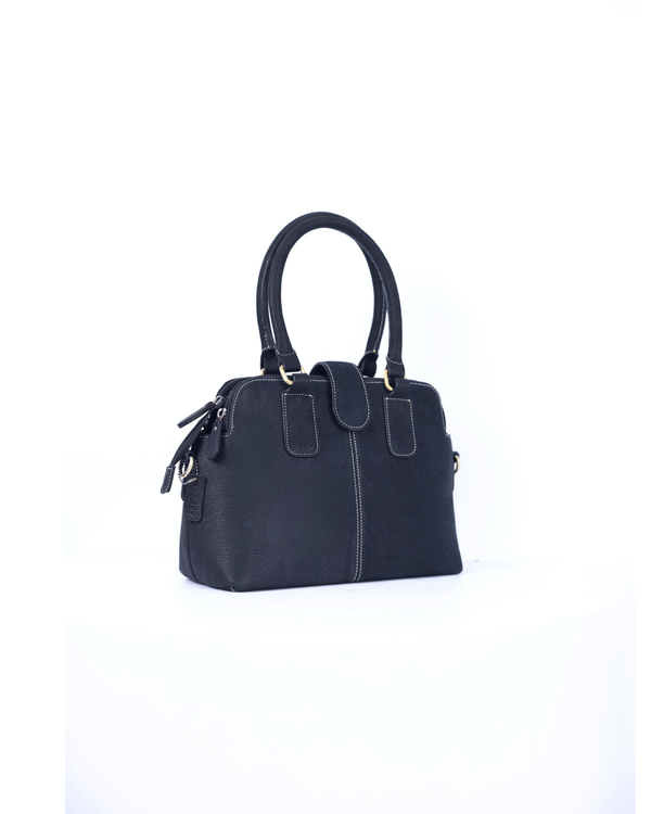 A8 AUDREY Premium Leather Top Handle Bag Black