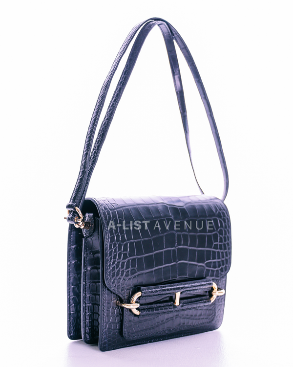 Hermès Roulis 23 Noir/Black Premium Exotic Niloticus Crocodile Hide GHW