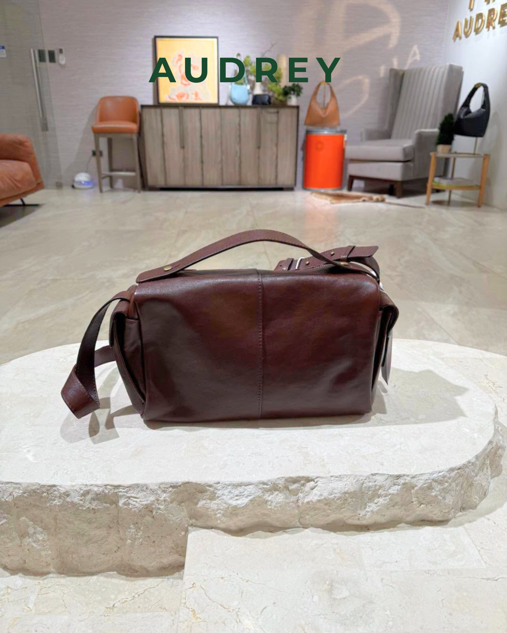 F12 AUDREY Cowhide Doctors Bag in Dark Brown