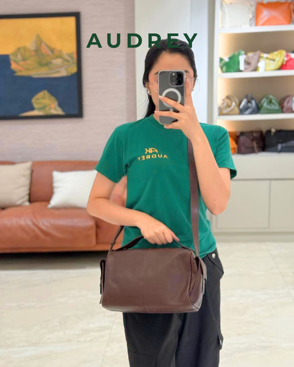 F12 AUDREY Cowhide Doctors Bag in Dark Brown