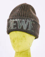 Loewe Intarsia Logo Ribbed Beanie in Olive Green