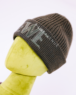 Loewe Intarsia Logo Ribbed Beanie in Olive Green