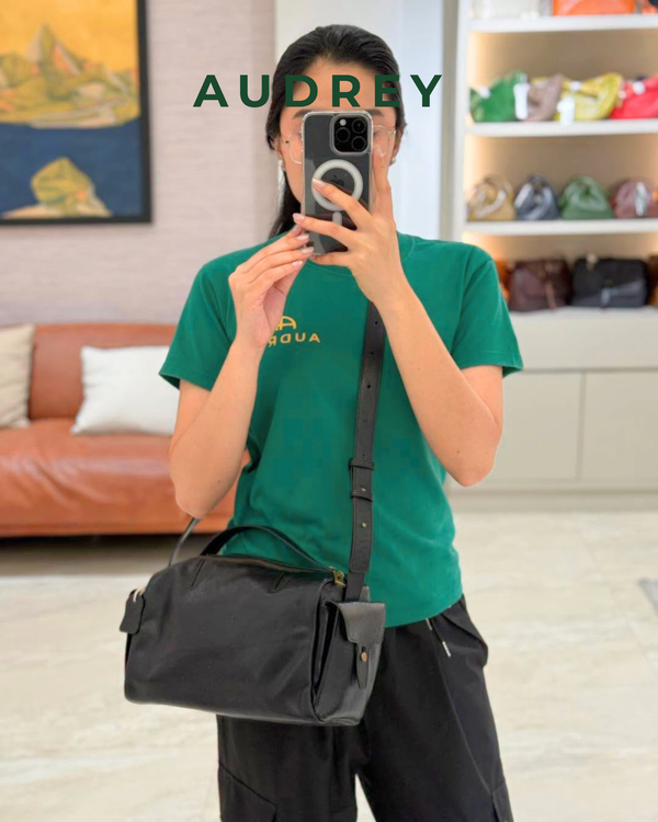 F12 AUDREY Cowhide Doctors Bag in Black