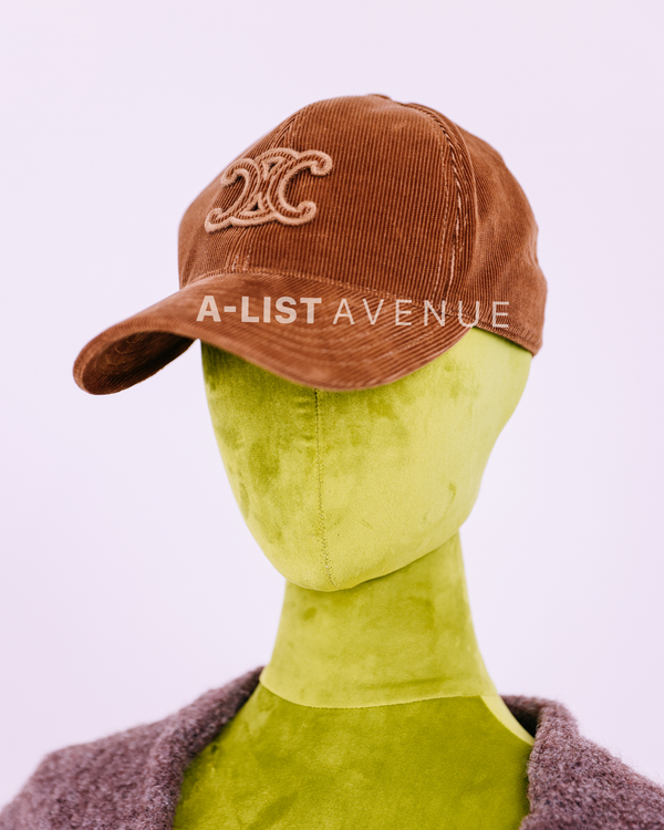 Celine Corduroy Cap in Brown