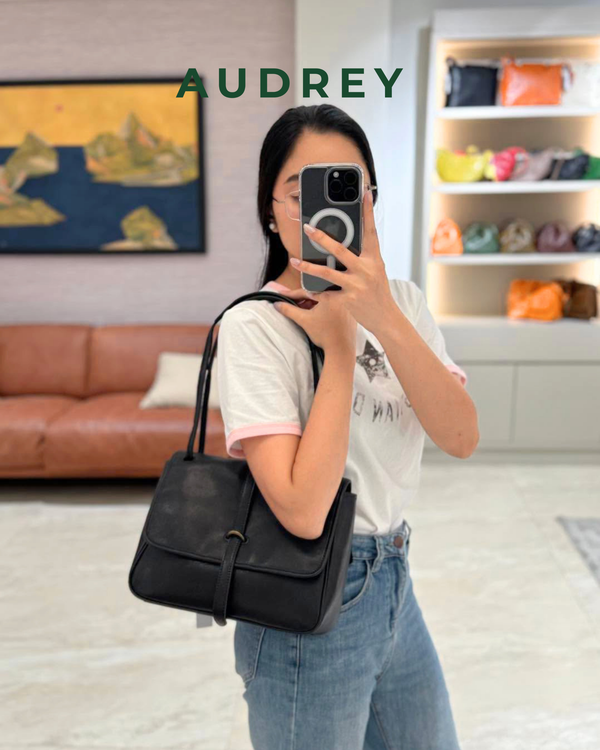 F4 AUDREY Cowhide 2way Bag in Black
