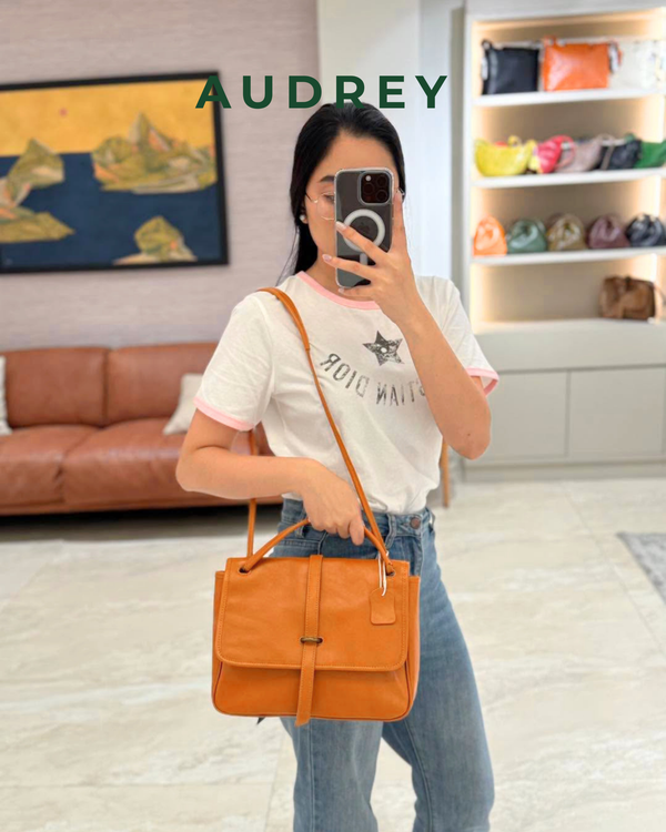 F4 AUDREY Cowhide 2way Bag in Orange