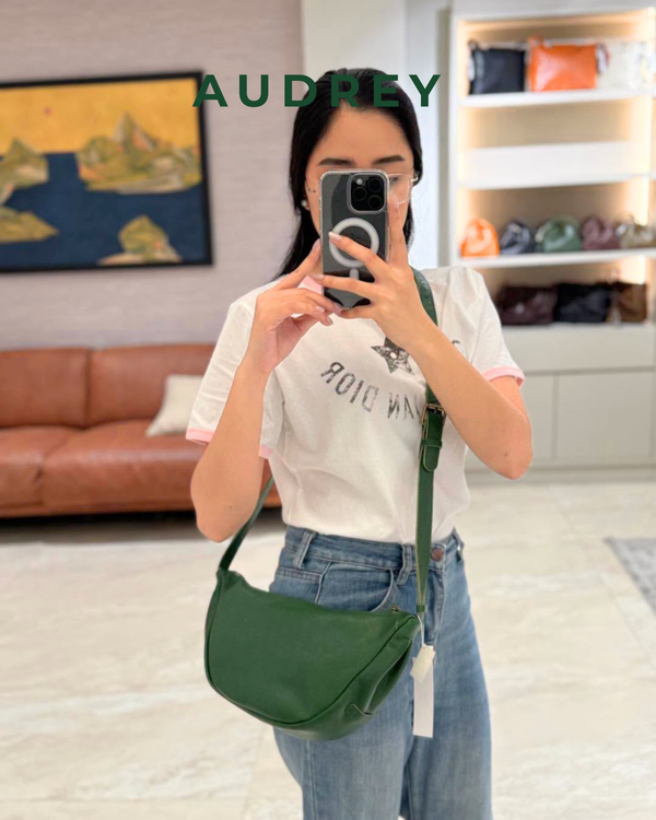 F3 AUDREY Cowhide Small Moon Bag in Green