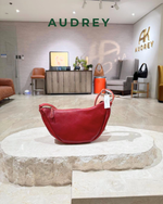 F3 AUDREY Cowhide Small Moon Bag in Red