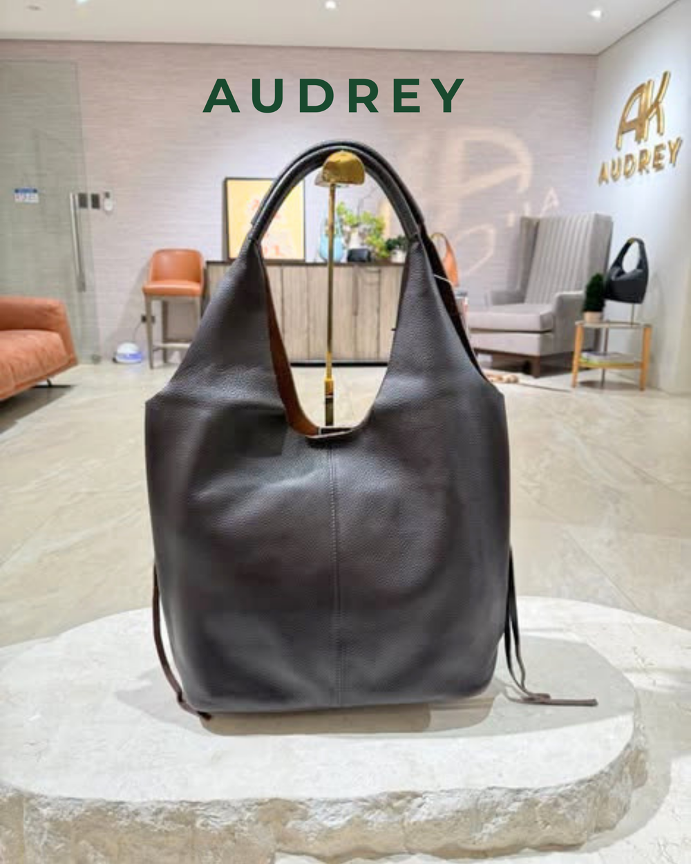 F9 AUDREY Cowhide Bindle Bag in Dark Brown