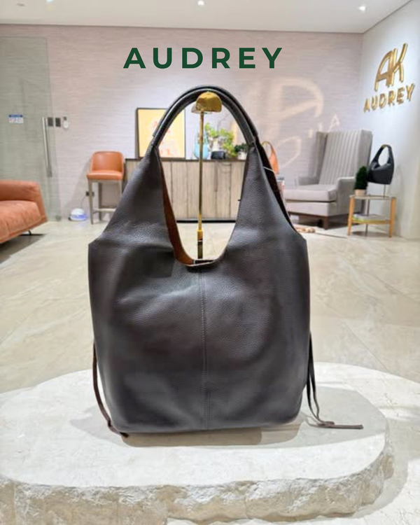 F9 AUDREY Cowhide Bindle Bag in Dark Brown