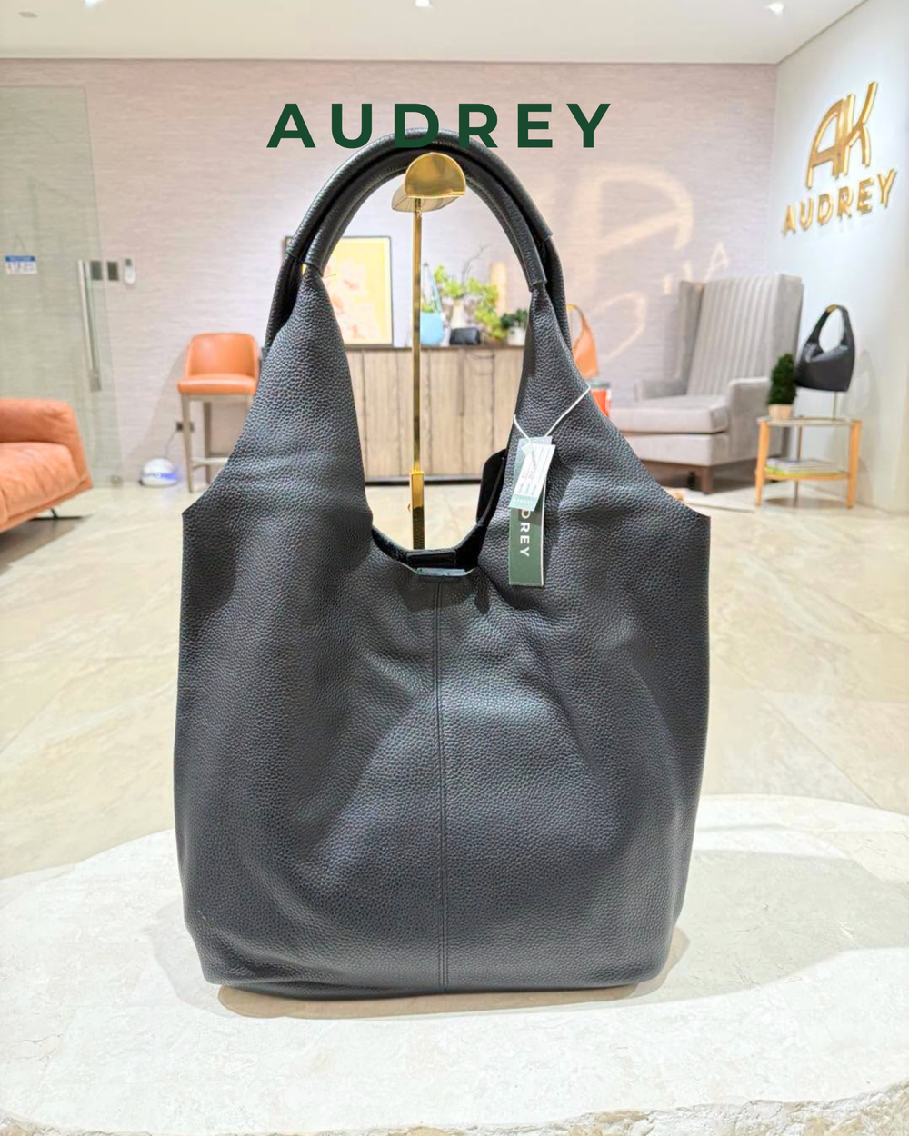 F9 AUDREY Cowhide Bindle Bag in Black