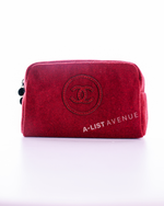 Chanel Velvet Pouch In Maroon