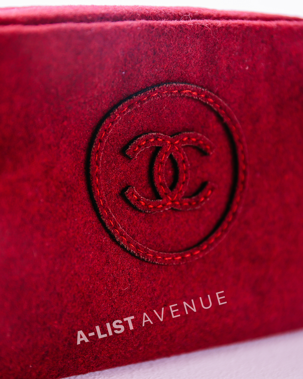 Chanel Velvet Pouch In Maroon