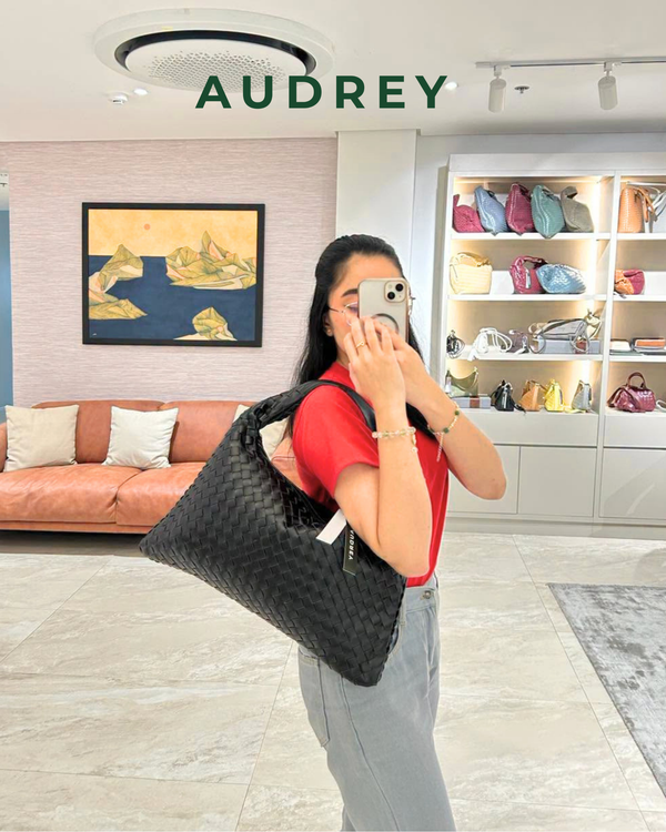 E1 AUDREY Lambskin Hobo Bag in Black