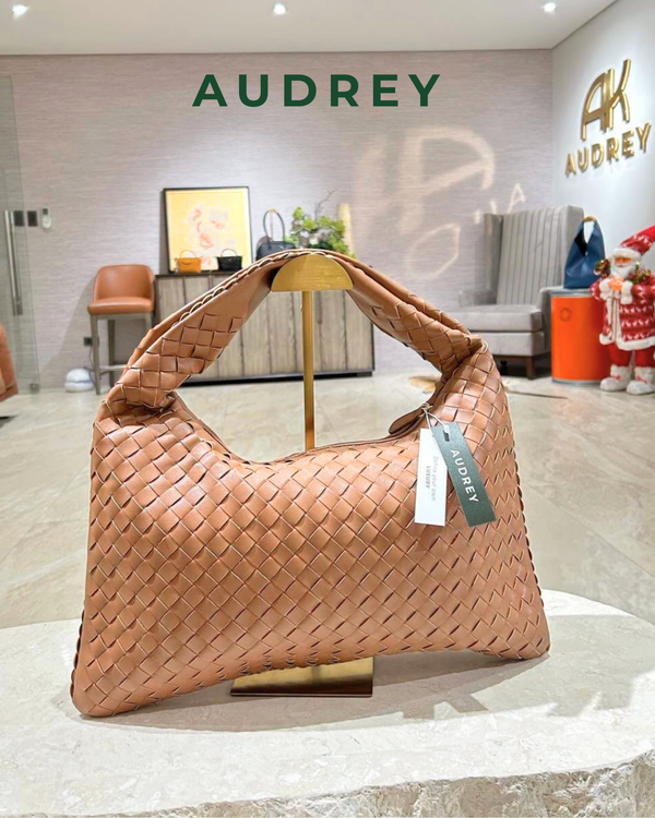 E1 AUDREY Lambskin Hobo Bag in Brown