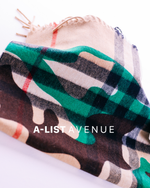 Burberry Green Camo Giant Check Cashmere Scarf