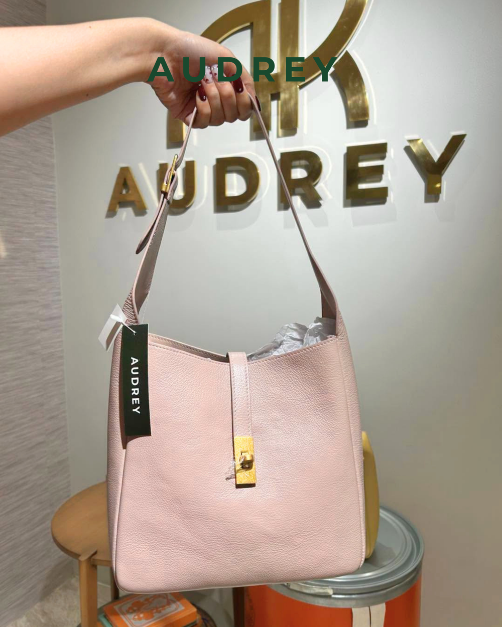 E8 AUDREY Cowhide Shoulder Bag in Pink