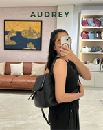 D1 AUDREY Cowhide Small Backpack Bag in Black
