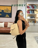 D1 AUDREY Cowhide Small Backpack Bag in White