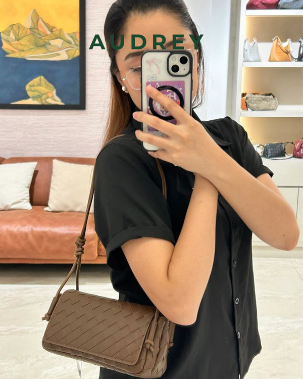 E13 AUDREY Lambskin Sling Bag in Brown
